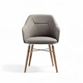Fabric armchair with wooden legs and metal support in gray color