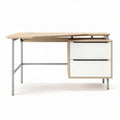 Modern wooden desk with white drawers and metal frame 150 x 70 x 75cm