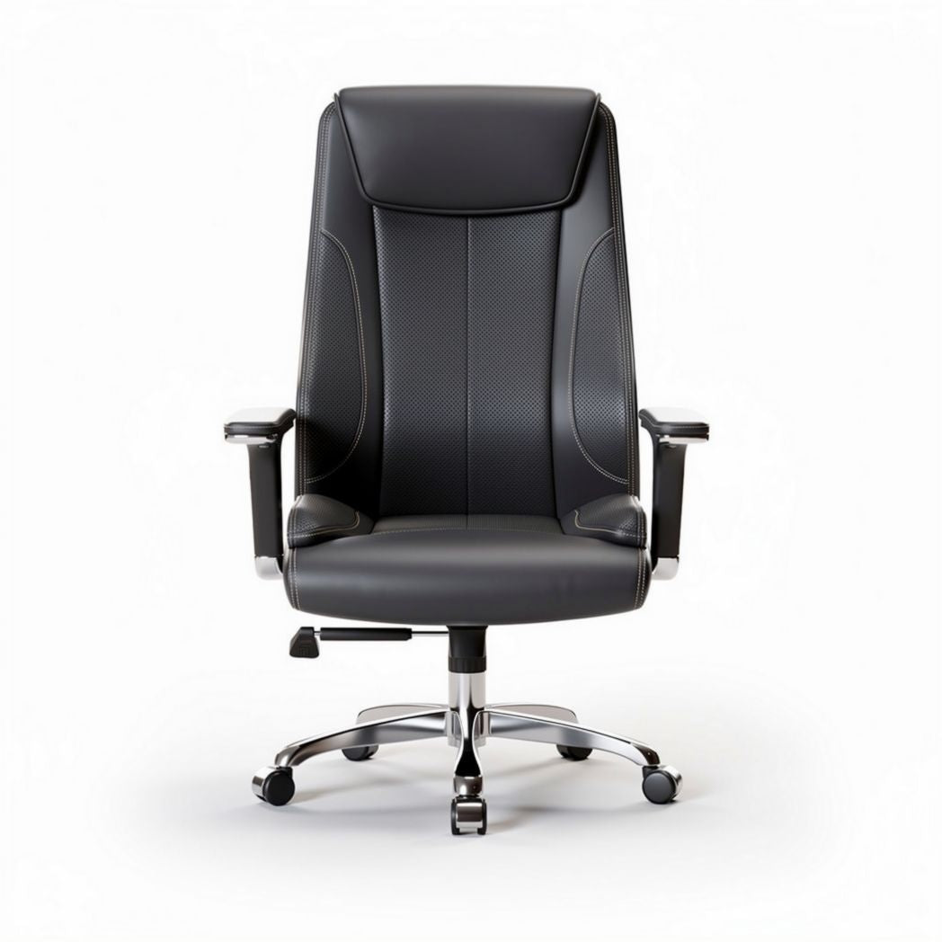 Office chair with ergonomic design mesh back and leather upholstery 85 x 60 x 120cm