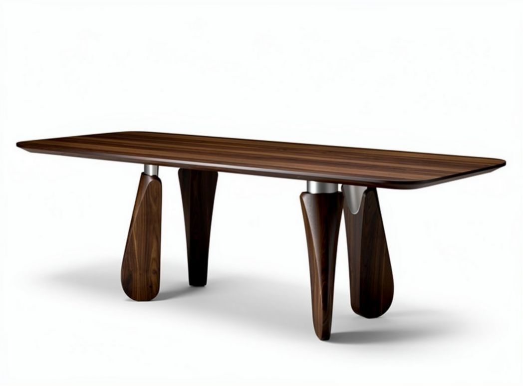 Wooden dining table with modern design and sturdy metal legs 200 x 100 x 75cm
