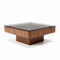 Wood and glass coffee table for living room 80 x 80 x 30cm