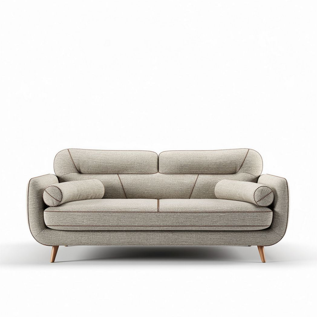 Modern fabric two-seater sofa with wooden legs in light gray 190 x 85 x 90cm