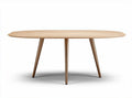 Oval wooden dining table with tapered legs natural finish 150 x 80 x 75cm