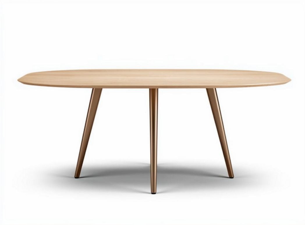 Oval wooden dining table with tapered legs natural finish 150 x 80 x 75cm