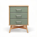 Wooden nightstand with three drawers and green color finish 40 x 30 x 50cm