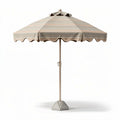 Outdoor patio umbrella with striped canopy and sturdy base 200 x 200 x 250cm