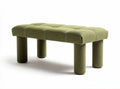 Upholstered ottoman bench in olive green fabric with four cylindrical legs 80 x 40 x 35cm