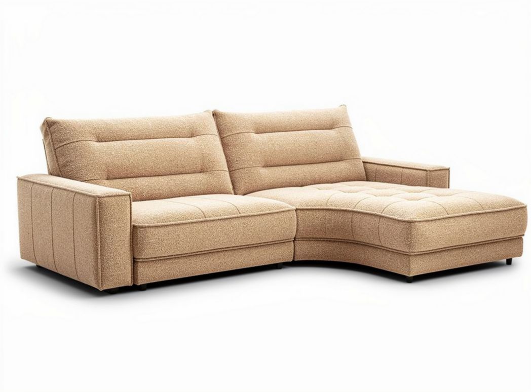 Sectional sofa in beige upholstery with modern design 230 x 160 x 85cm