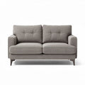 Gray fabric two-seater sofa with tufted cushions and wooden legs 150 x 85 x 75cm