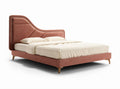 Upholstered bed frame with curved headboard in coral color 210 x 160 x 100cm
