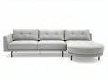 Light grey fabric sectional sofa with storage ottoman 240 x 90 x 85cm